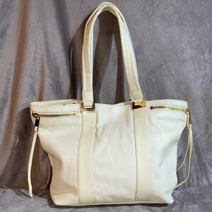 Linea Pelle Elegant Cream Tote Bag